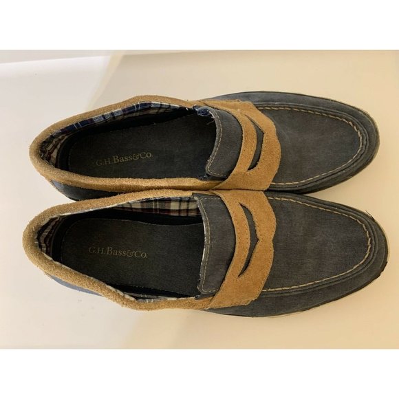 G H Bass Olsen Penny Loafer Shoe Men’s Sz 10 1/2 M Blue Tan Slip‎ On - Picture 7 of 10